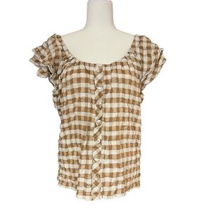 Matilda Jane Annabelle Gingham Yellow Off Shoulder Top Womens Large